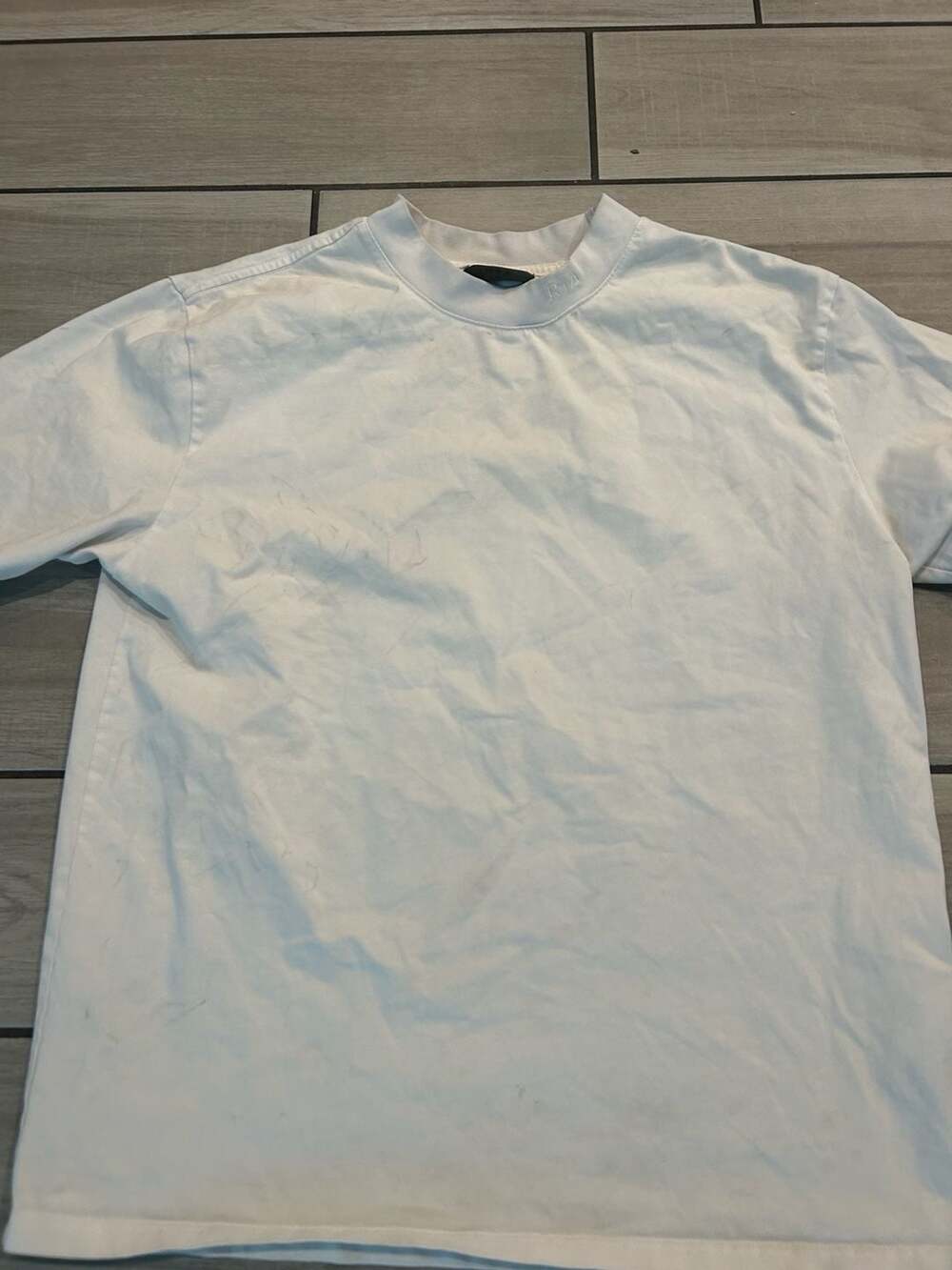 RtA Mock Neck T-Shirt Size M White Embroidered Logo